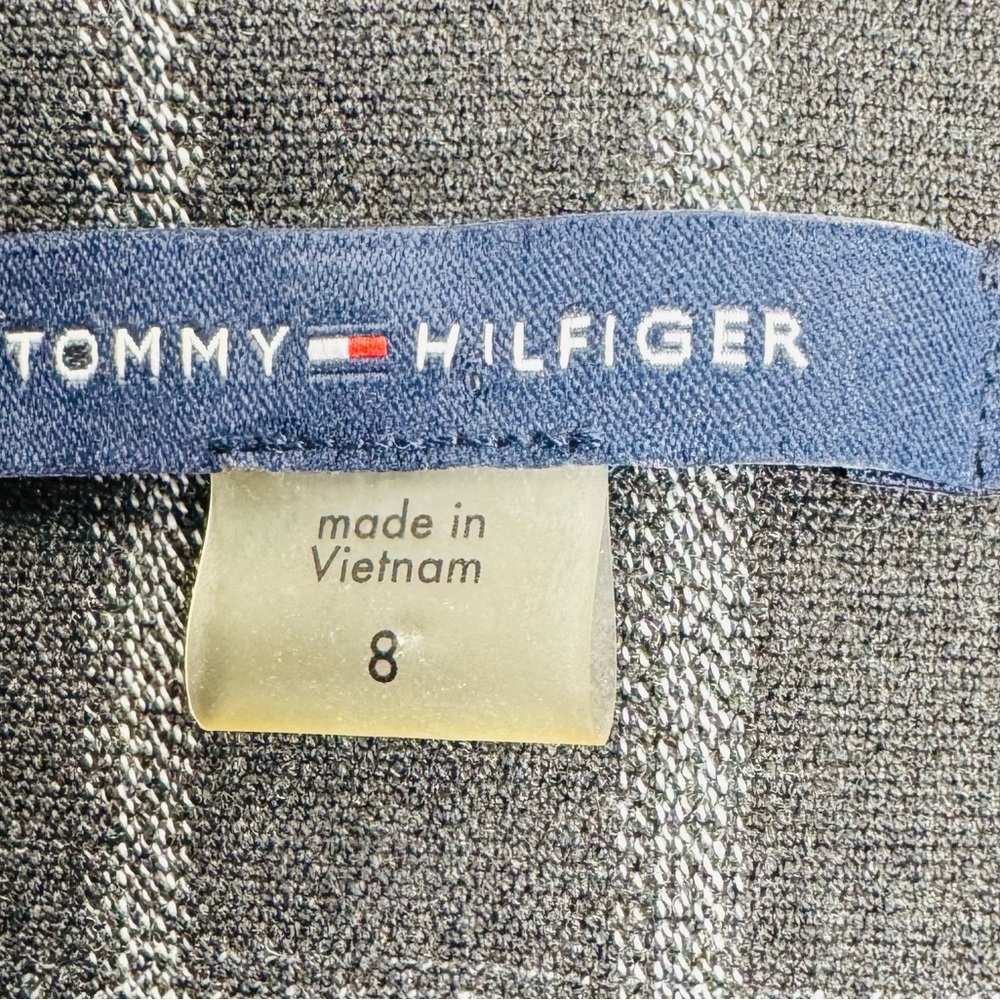 Tommy Hilfiger Plaid Blazer Gray Windowpane Elbow Patches Size 8 - Picture 5 of 9